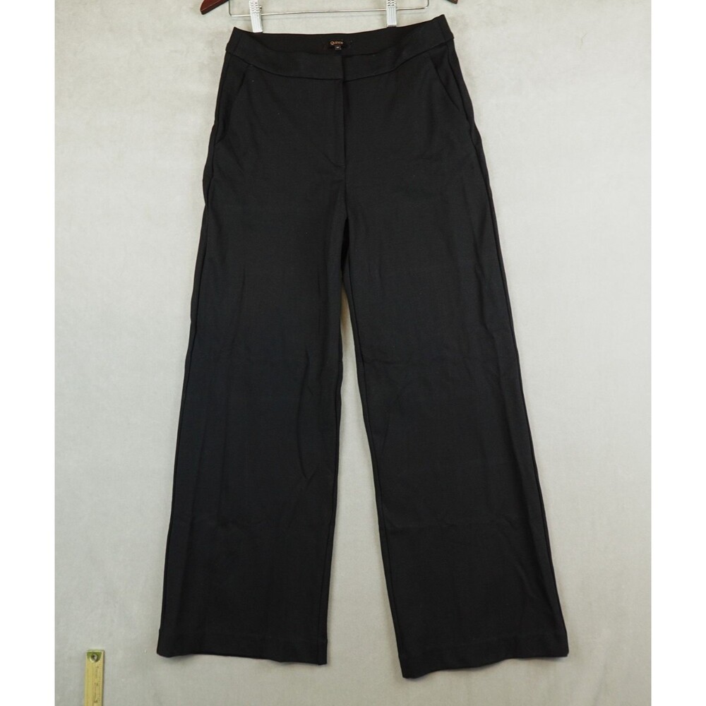 Quince Ultra Stretch Ponte Wide Leg Trouser 10 Black Pant Office Core Minimalist